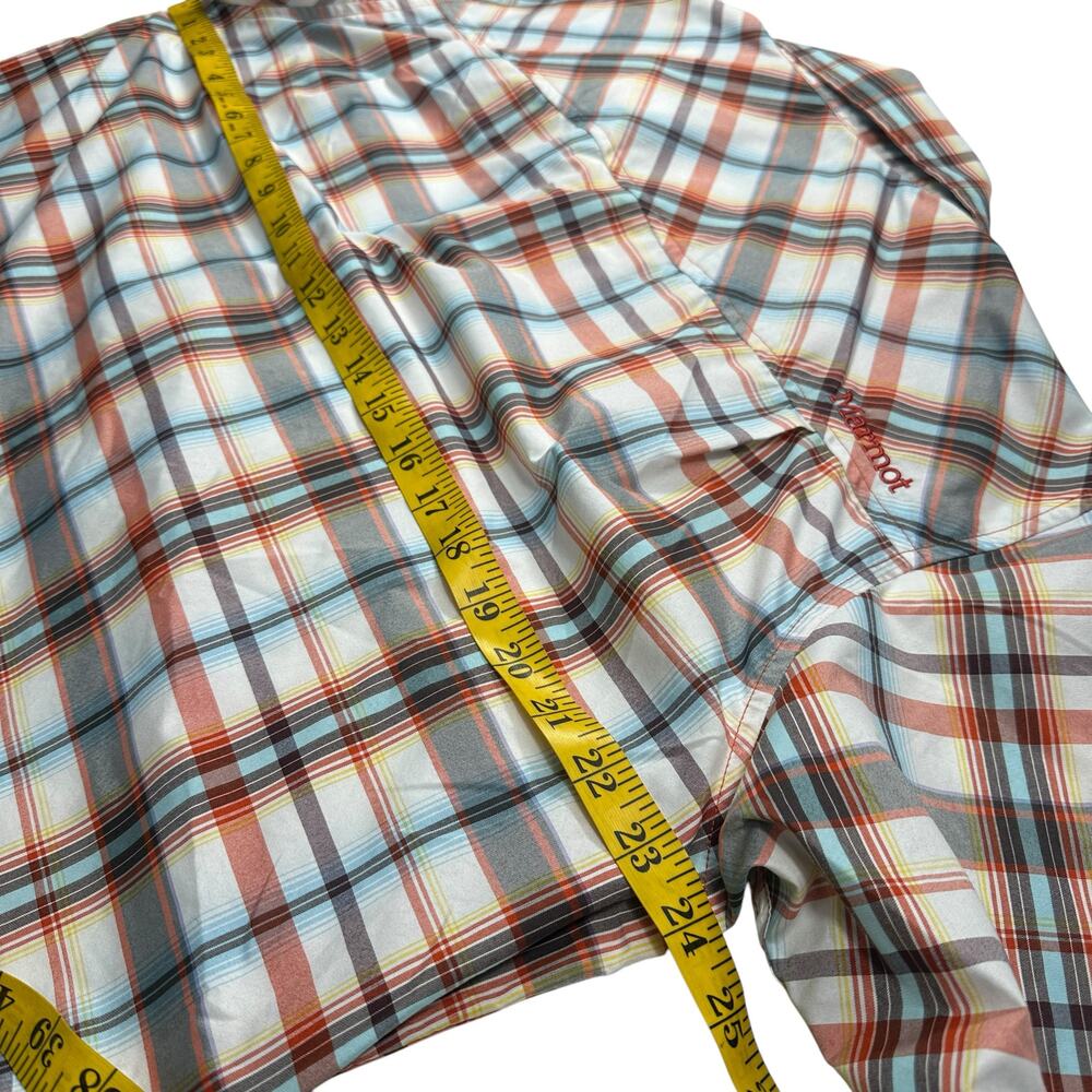 Marmot Short‎ Sleeve Orange Plaid Button Down Mens Shirt Size Large Outdoors - Picture 13 of 14